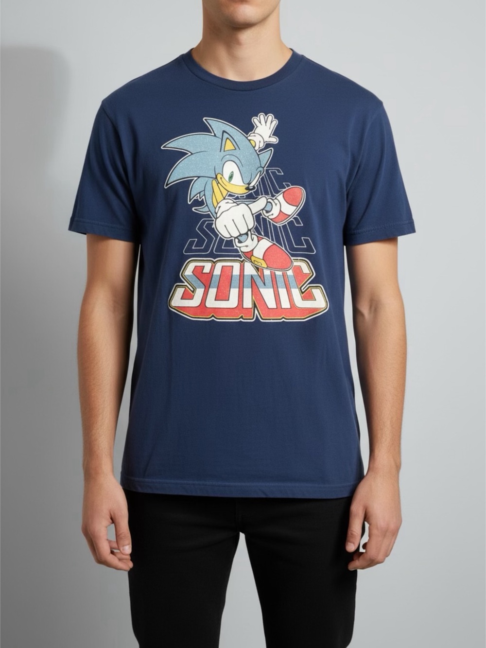 Sonic the Hedgehog Graphic Tee XL Blue Sega Gaming T-Shirt Retro Gamer Shirt